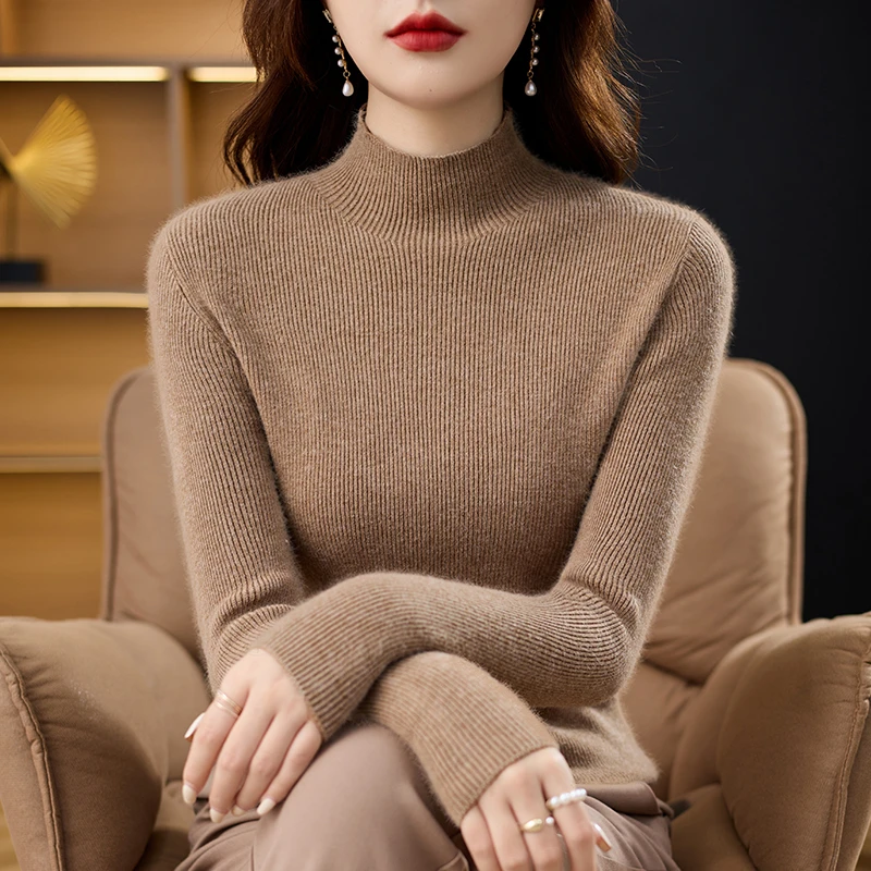 哥弟阿玛施正品100纯羊绒衫半高领秋冬修身内搭毛衣纯色羊毛打底