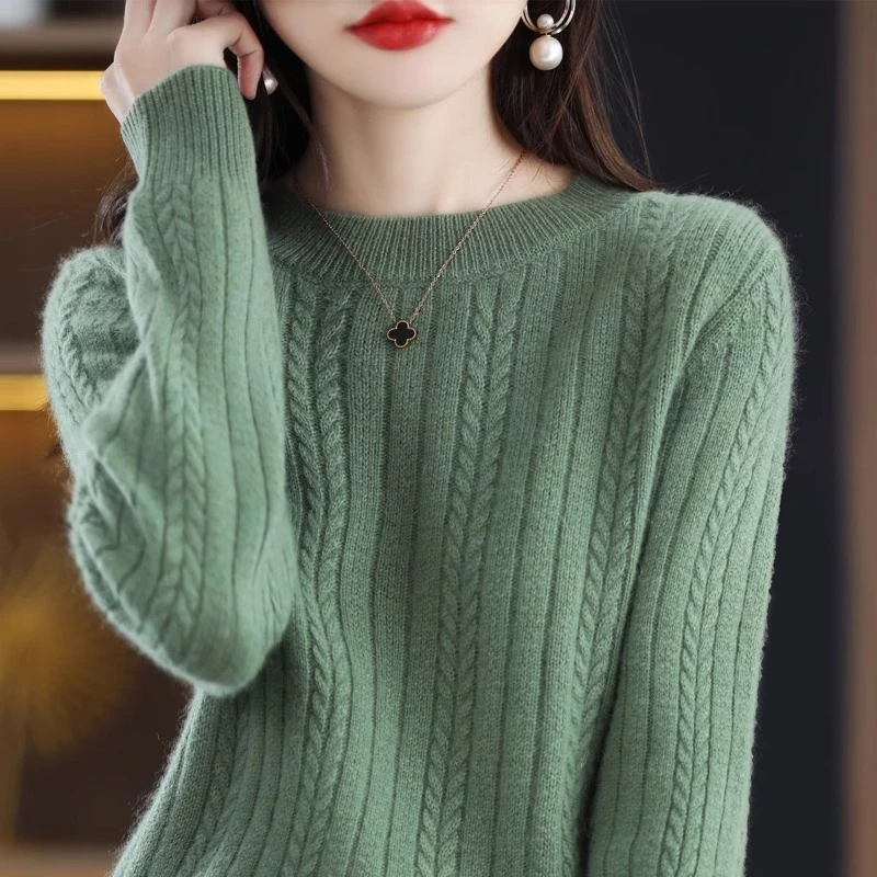 歌I第品牌正品羊毛衫长袖打底衫女款爆款2024新款秋冬圆领毛衣女