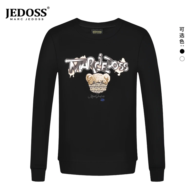 JEDOSS/爵迪斯男装秋冬新款刺绣熊仔数码印花套头卫衣BC095