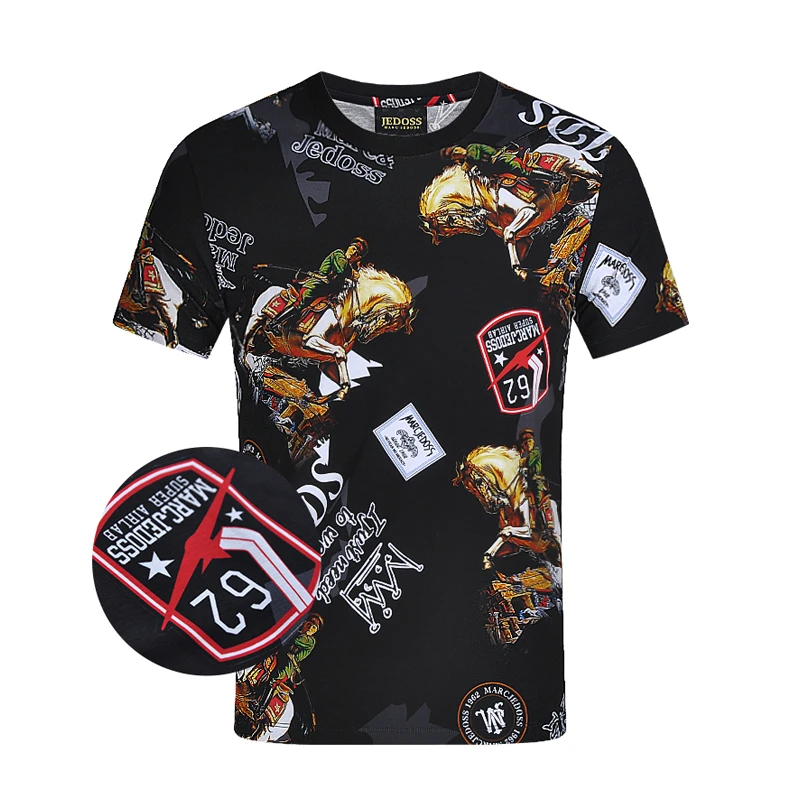 JEDOSS/爵迪斯潮牌春夏专柜同款上新男士数码烫印修身短袖T恤072