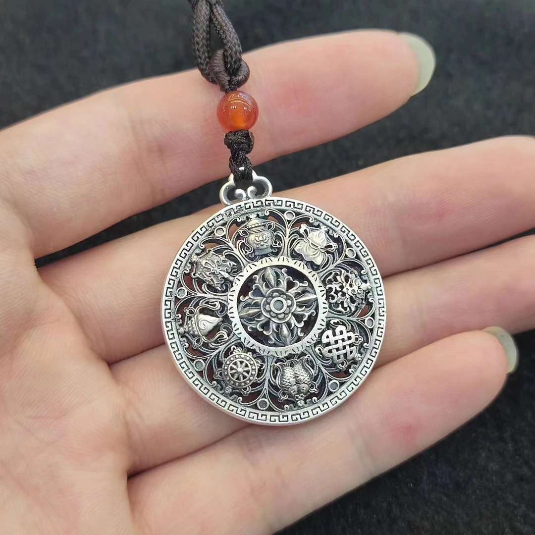 吊坠足银 【闪闪珠宝】足银999古法八宝花丝1CAN2780114