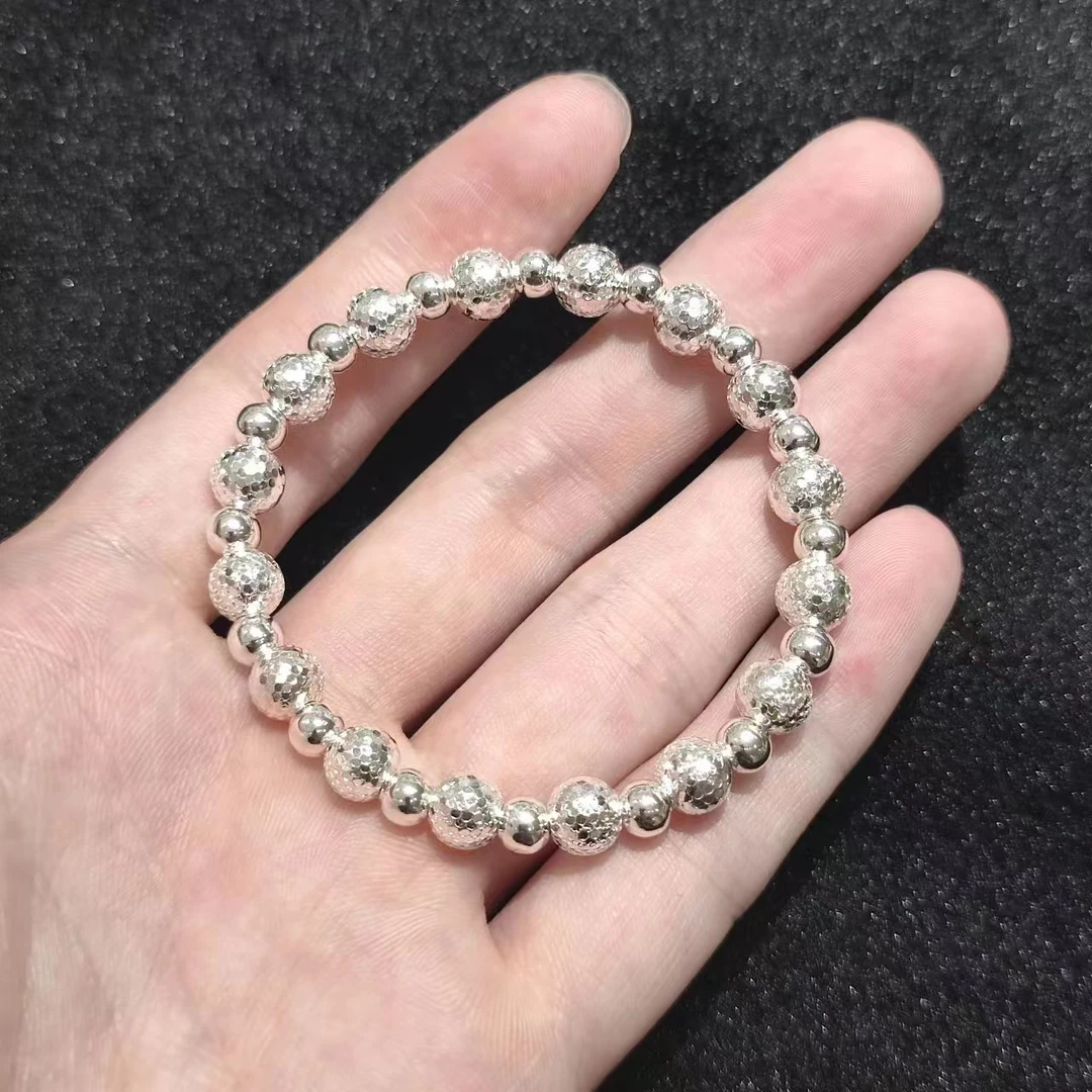 足银银制品 【闪闪珠宝】足银999.9粒碎冰珠+光珠手链 CAN2780261