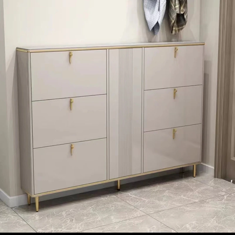 轻奢岩板超薄翻斗鞋柜17cm薄款家用门口窄超簿入户玄关柜小户型