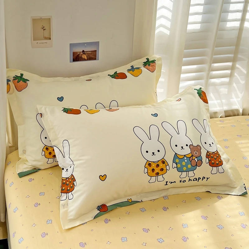 C48*74纯棉枕套一对 可爱卡通小清新碎花成人家用 微瑕 介意勿拍