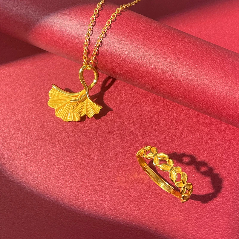 铜合金大理石吊坠 金店款镀金三生有杏项链简约轻奢项链时尚饰品