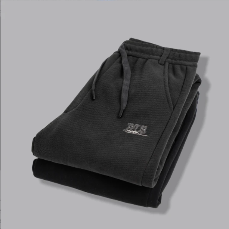 【冰总专属】刺绣重磅加绒加厚垂感百搭宝石格纹路休闲保暖运动裤