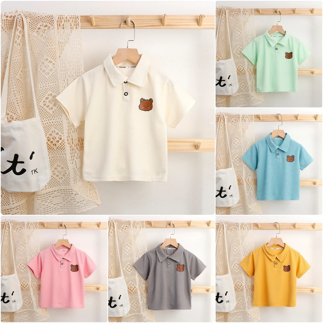 1068儿童夏季POLO衫短袖T恤纯色洋气休闲男童女童运动童装短袖
