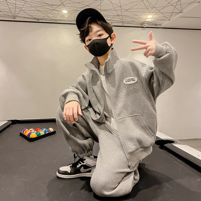 【清仓】儿童春秋运动休闲套装开衫外套男女童中大童时尚潮流童装