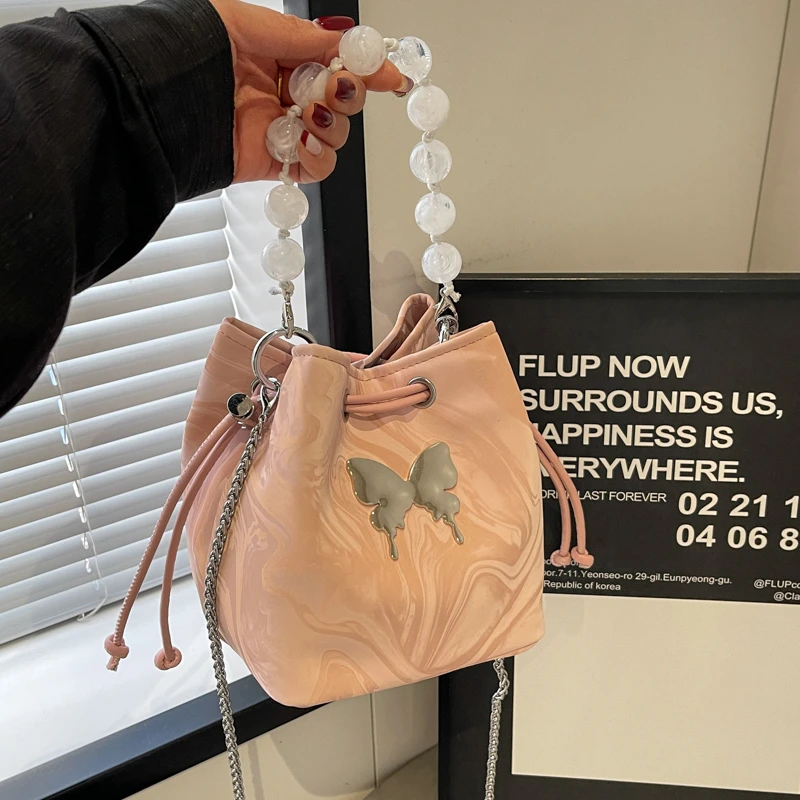 夏天小包包女2024新款高级感小众设计链条斜挎包时尚爆款水桶包包