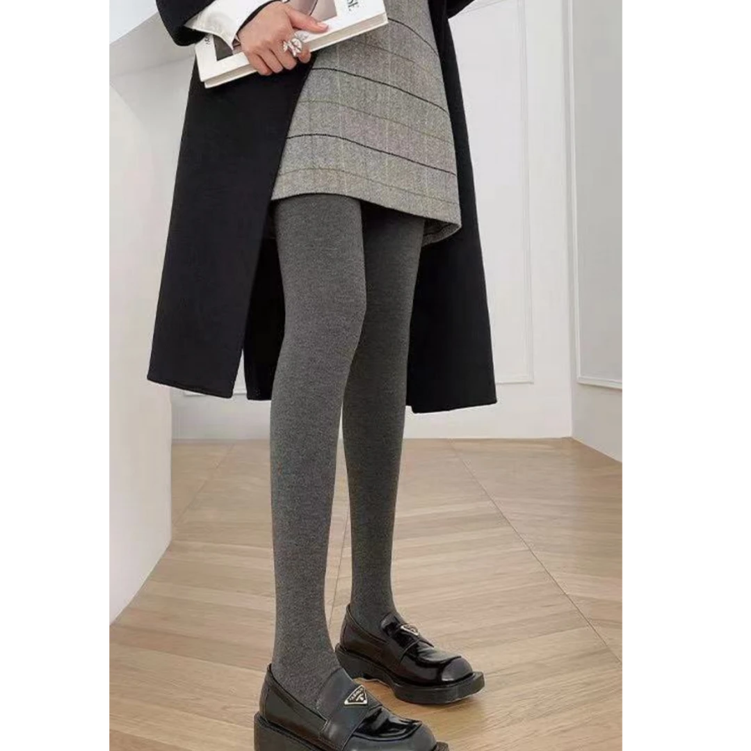 3539#新款灰色高腰连脚保暖秋裤打底裤