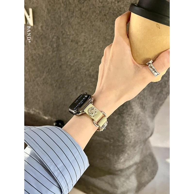 IAMYEE山茶花设计表带适用applewatch345678SE代S10S9iWatch