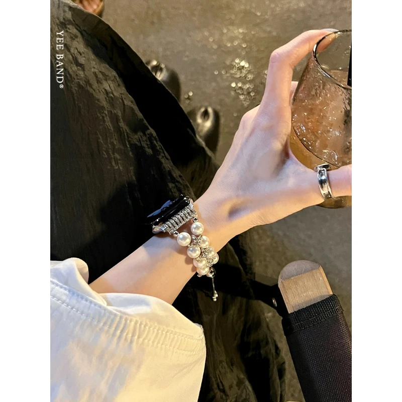 IAMYEE土星珍珠blingbling高级感表带Applewatch345678S9S8iWatch