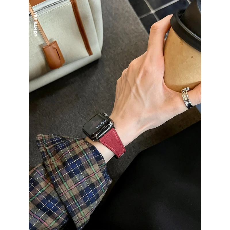 IAMYEE小蛮腰翻毛绒布磁吸表带适用applewatch3456789代S10iwatch