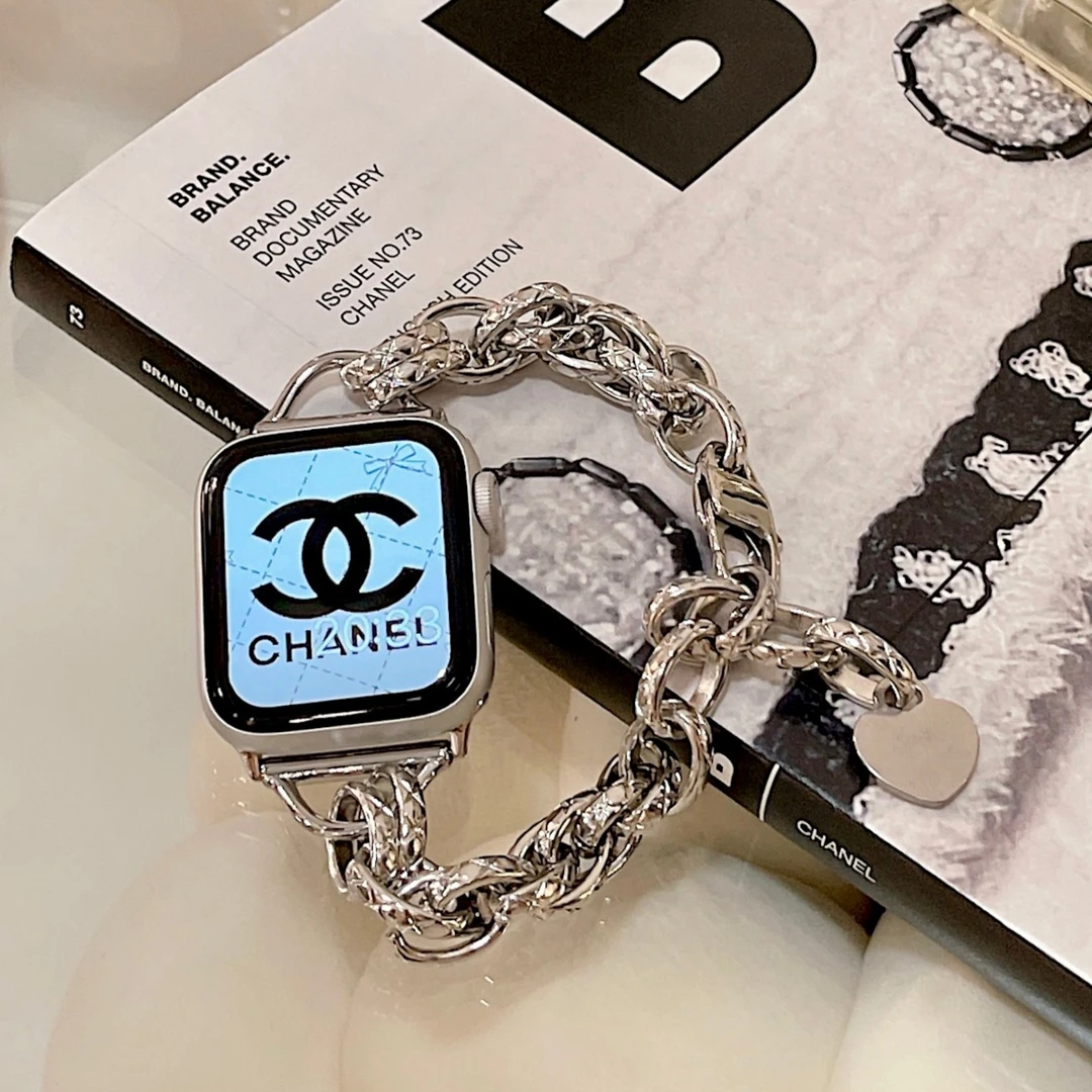 IAMYEE金属爱心手链式表带适用Applewatch苹果手表带356S8S9S10女