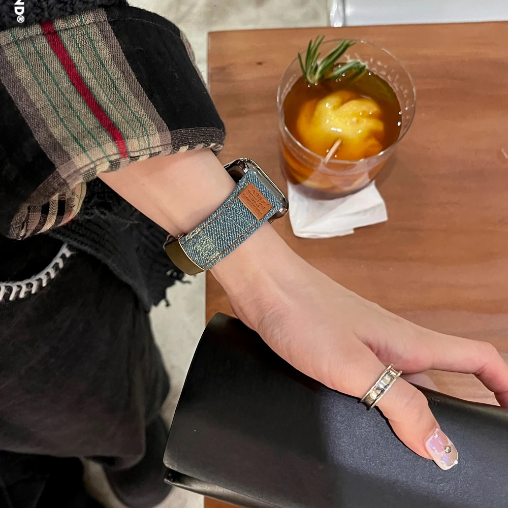 IAMYEE千禧美高复古丹宁表带适用applewatch6789代S8S9S10iwatch