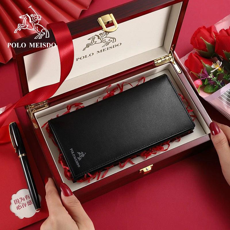 英国保罗男士钱包2023新款真皮长款软牛皮奢侈品牌青年皮夹男钱夹