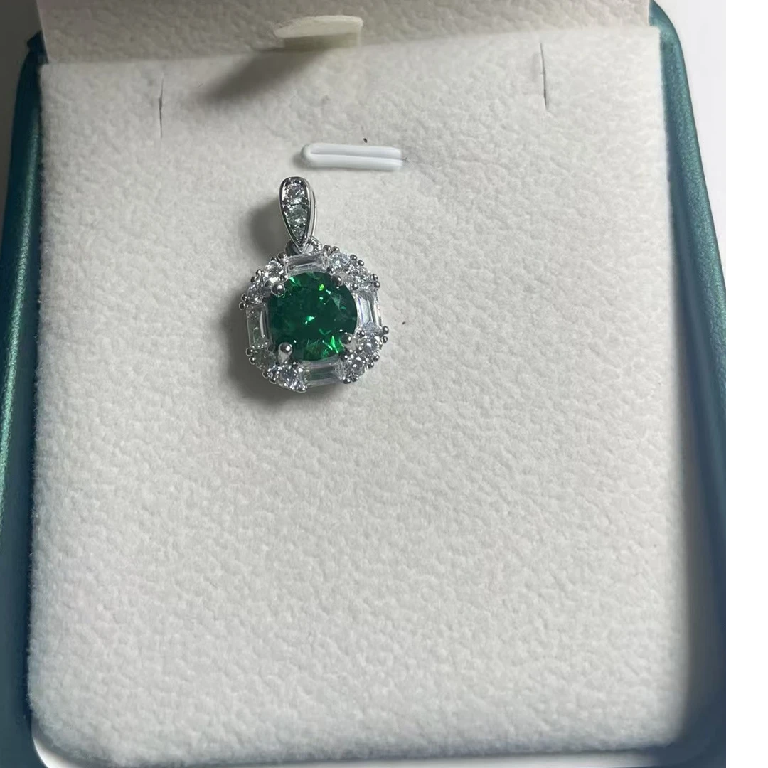 典藏祖母绿精致豪镶培育合金吊坠389