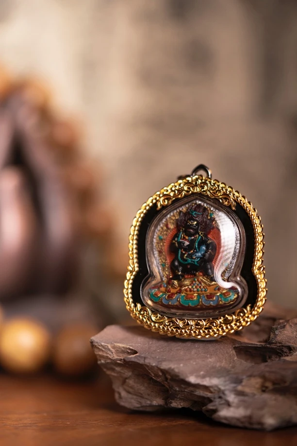 铜合金树脂吊坠 【激流勇进】黑财 手绘手工制作精致擦擦项链