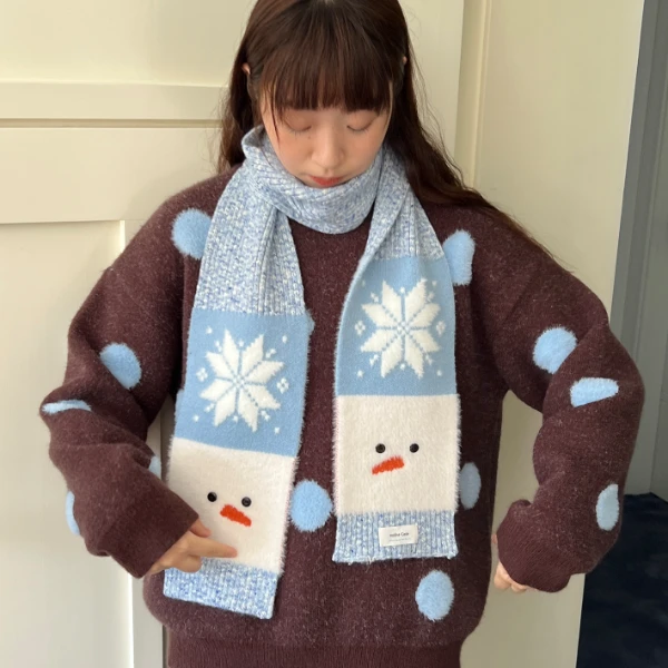 nothe Case「冰岛雪人」氛围感可爱雪人围巾 秋冬保暖针织围脖