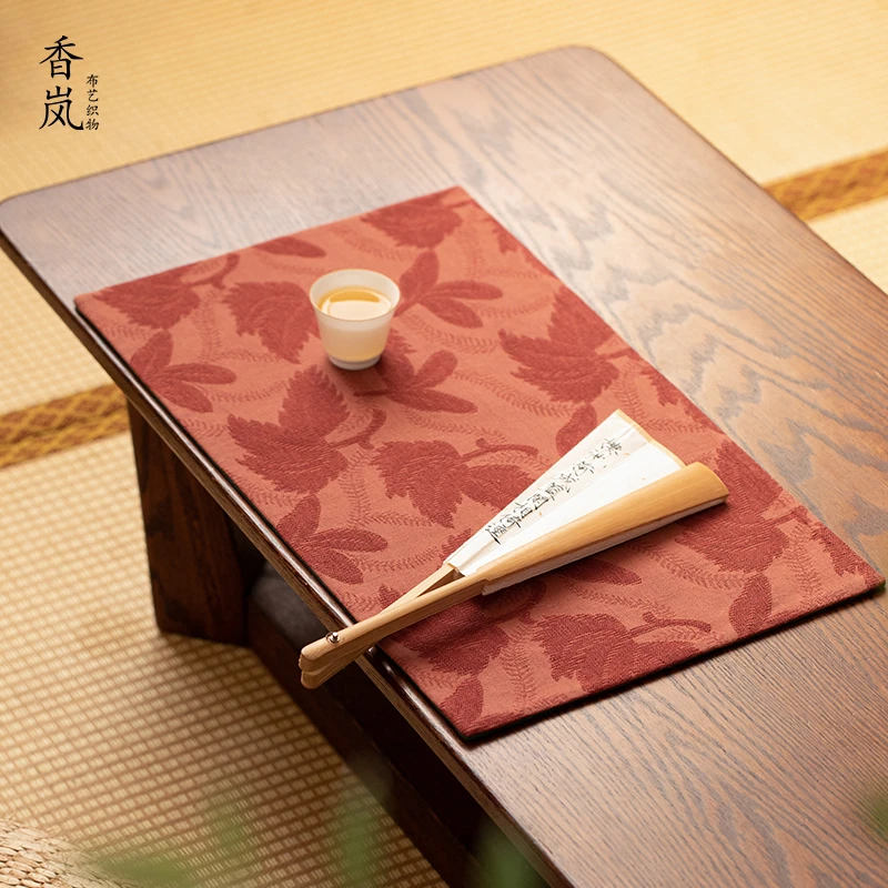 手工棉麻提花柔软吸水茶席双面双色加厚茶桌垫中式干泡茶垫可定制