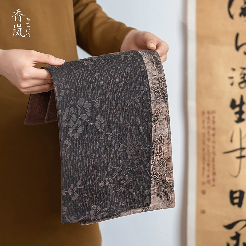 香云纱老料茶席蚕丝茶席真蚕丝布艺茶桌垫桌旗隔热垫中式高档茶具