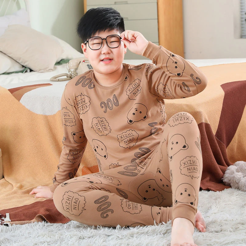 胖儿童秋衣秋裤内衣套装男童打底纯棉加肥加大秋冬大童睡衣家居服