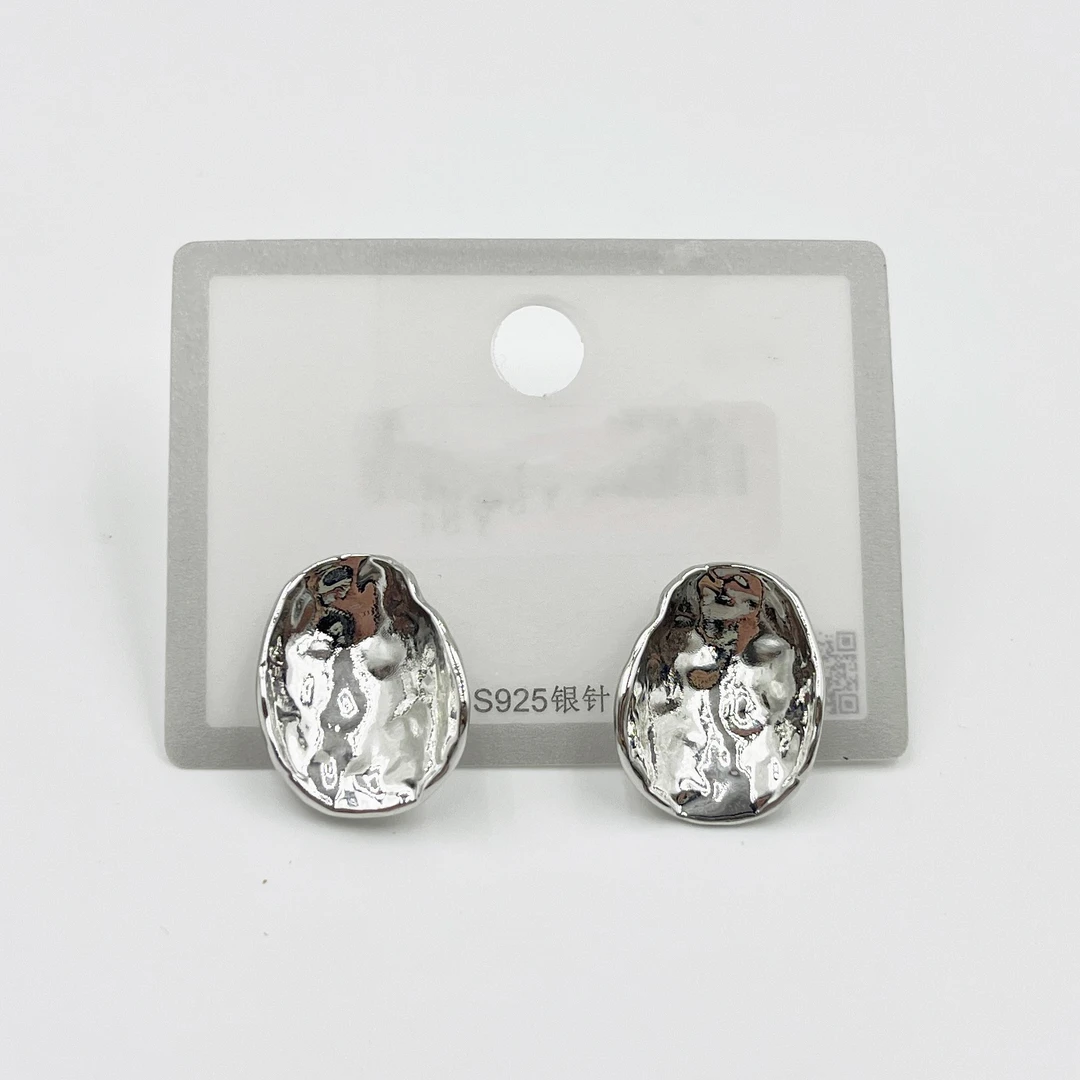 合金耳饰 简约大气百搭时尚金色银色耳钉凹凸不规则耳饰爱心