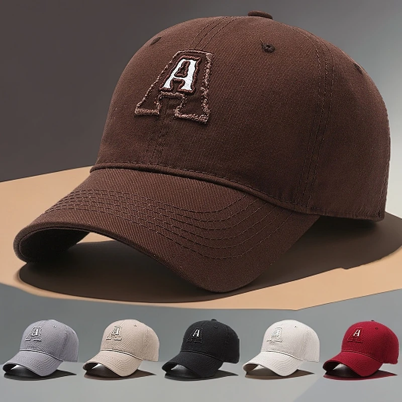 男帽刺绣A字母棒球帽女大头围百搭高级冬季专用户外帽子男款冬季