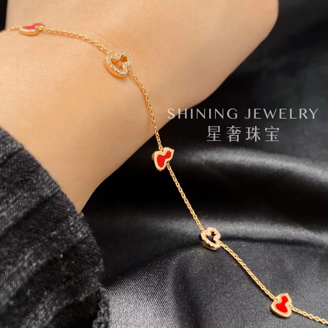 【星奢珠宝】18k隔钻五葫芦手链天然真钻轻奢气质时尚百搭精致简约