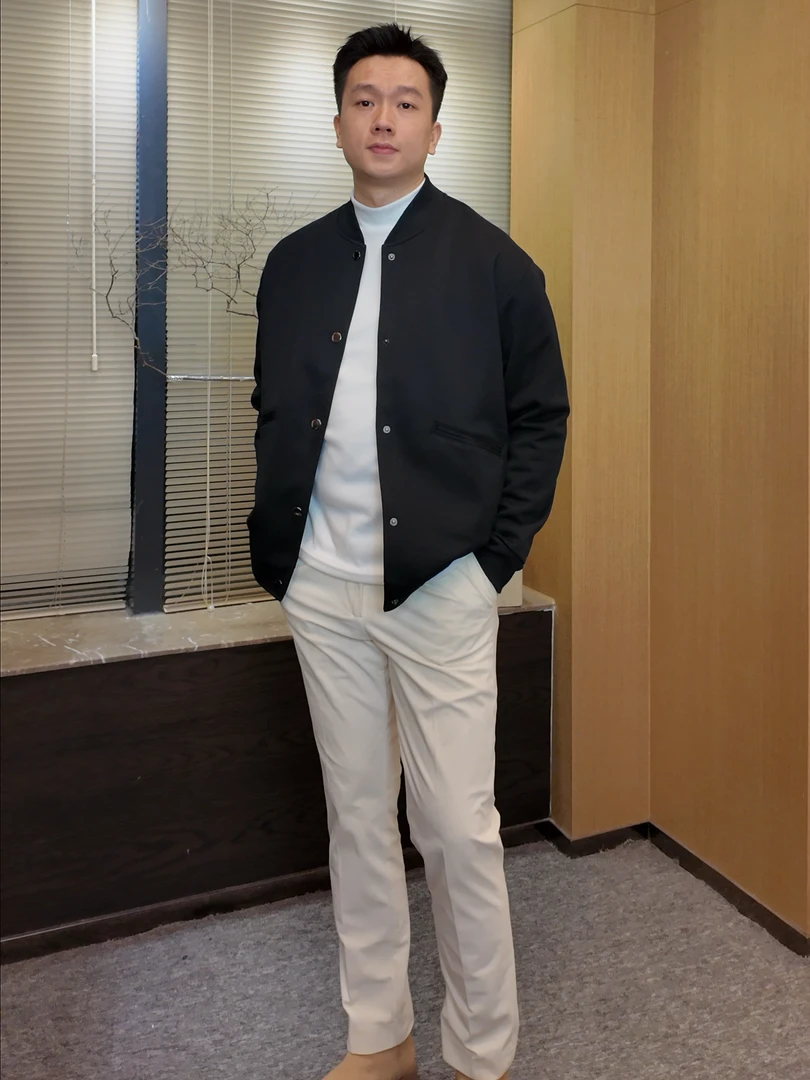 M98 设计师款秋冬男棒球领休闲外套纯色卫衣夹克轻熟简约经典百搭