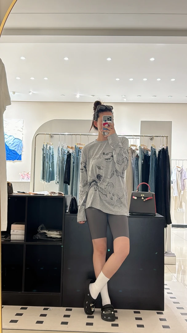 长袖百搭休闲时尚宽松米奇t