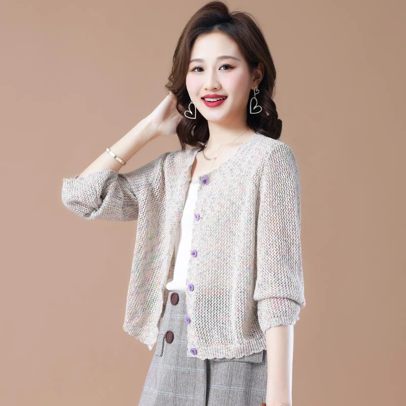 秋季针织开衫女短款秋装正品年新款早秋镂空外搭上衣薄款外套春秋