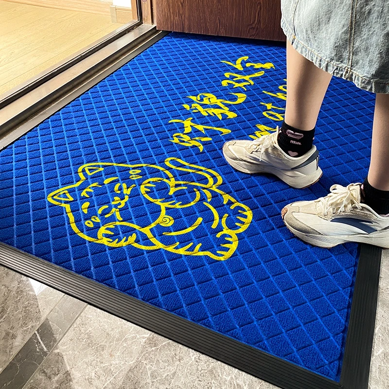 入户门进门地垫蓝色门口玄关地毯高端家用大门防滑脚垫高级感门垫