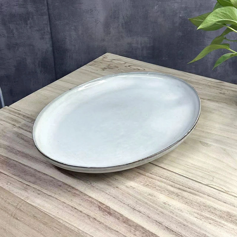 368  16英寸布鲁斯椭圆鱼盘陶瓷酒店盘子复古家用托盘   微瑕疵