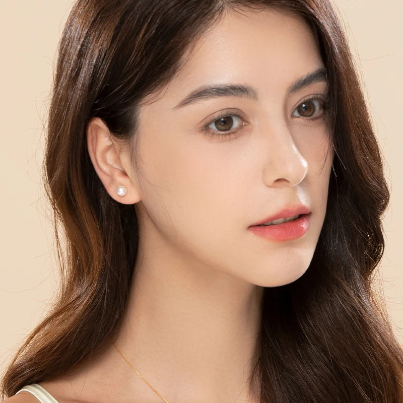 【木木】淡水无核珍珠小灯泡耳钉6-7mm银针