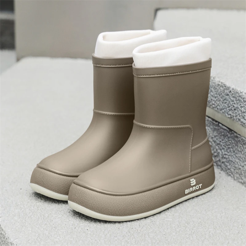 冬天新款雨鞋女款日系时尚一体加绒保暖雨靴女士成人防水防滑水鞋