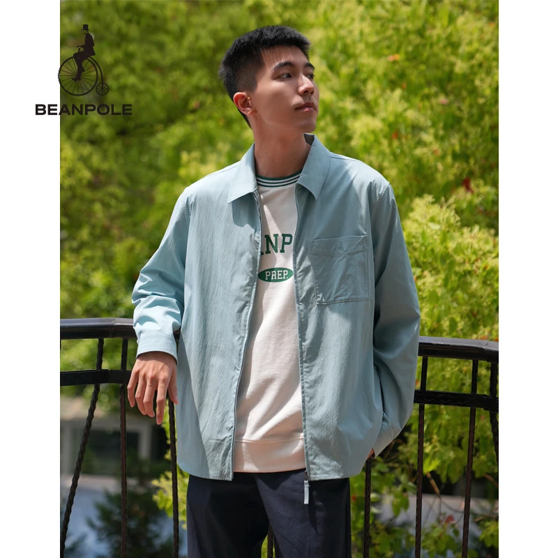 BEANPOLE春季新款男士混纺休闲透气百搭拉链外套型衬衫BC3164Z91