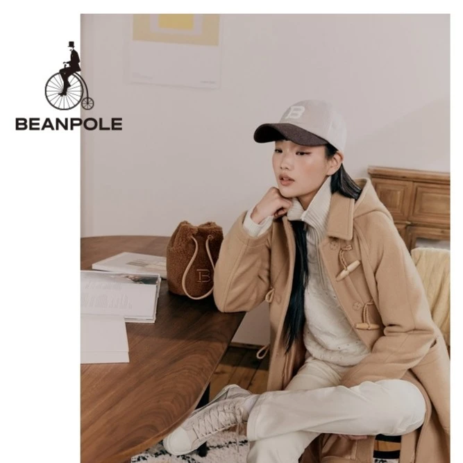 BEANPOLE滨波 秋冬女牛角扣可拆卸帽长大衣毛呢外套BF2X30UE8