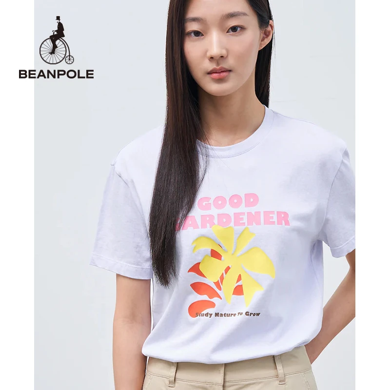 BEANPOLE滨波  24春夏新女士袖长基础圆领印花短袖T恤BF4342N05