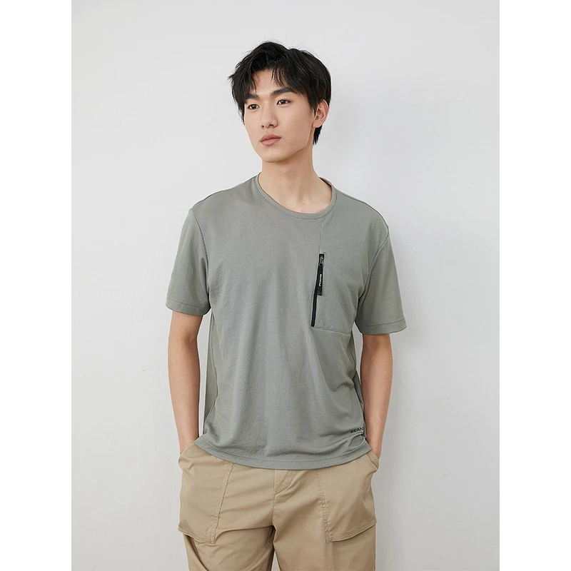 BEANPOLE滨波 23夏季新男休闲运动SPOKE口袋拉链短袖T恤BC3342Z82