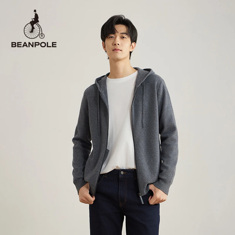 BEANPOLE【100%绵羊毛】秋冬男士高质感连帽拉链休闲开衫BC495AZ03