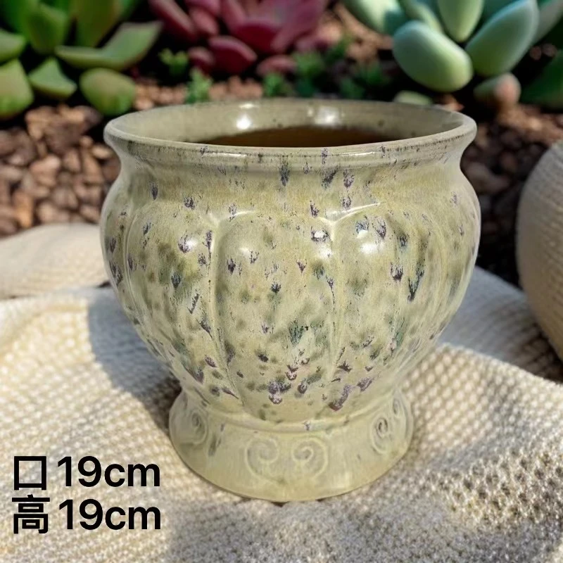 ZS78  大口径圆口花盆群生手捧法师多肉花盆手工绿植花盆粗陶