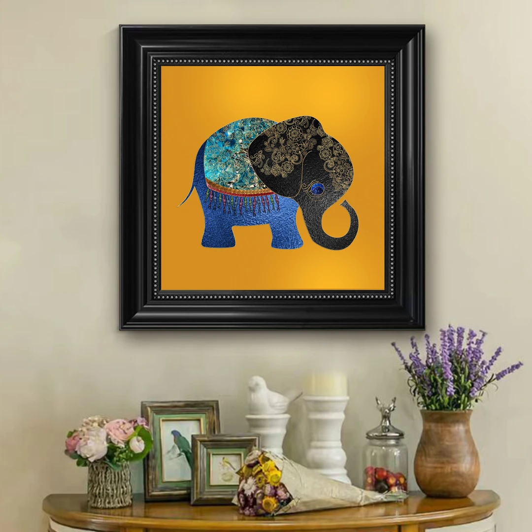 美式玄关矮柜装饰画中式复古客厅背景墙壁画过道挂画小象安康4040