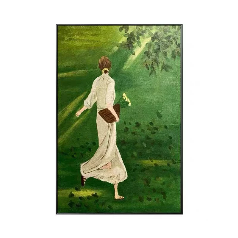 手工砂岩韩风背影女孩电视柜摆件现代简约卧室桌面拍照背景4060