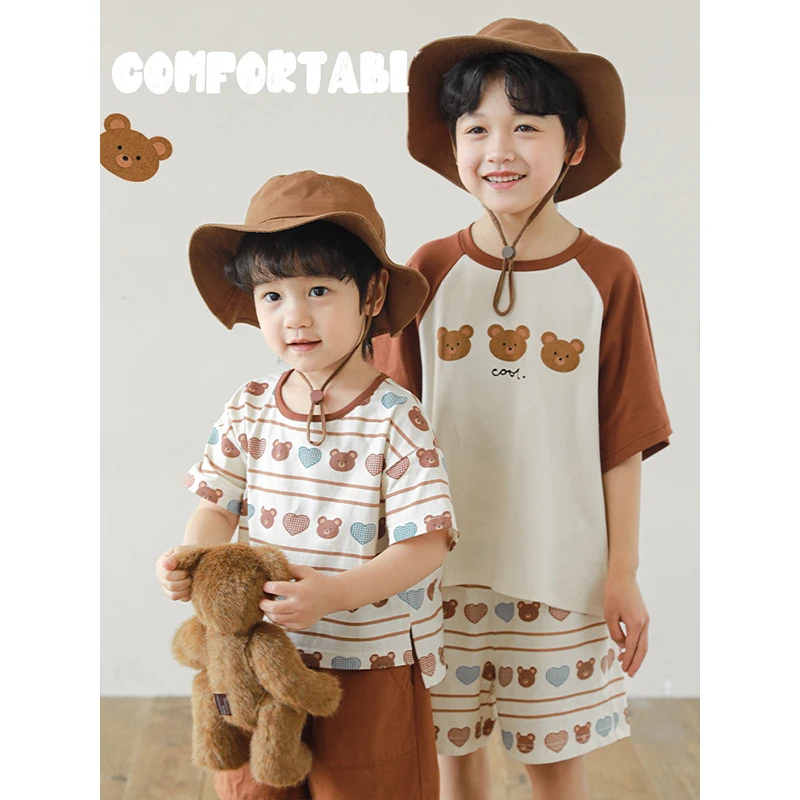 幼悠 夏四波 男童夏季 薄款圆领儿童百搭清爽可爱印花T恤 N4863