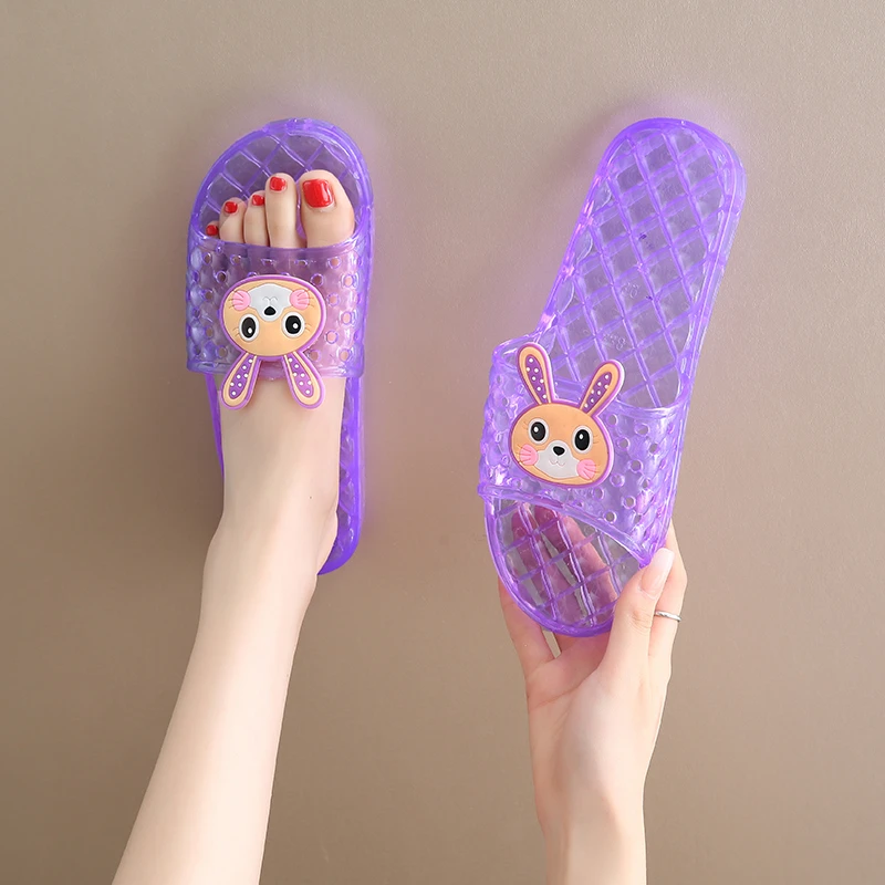 透明水晶果冻拖鞋新款外穿软底防滑家用折叠室内浴室水晶拖鞋