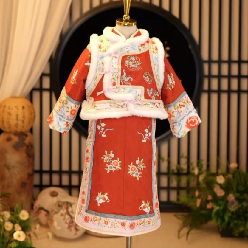 《小刚优选》格格服新中式汉服新年加厚中国风冬季拜年服女童喜庆