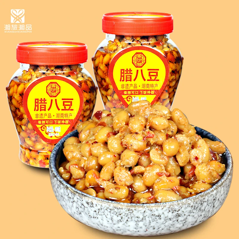 湖南特产尝沙湘腊八豆香辣可口下饭菜腌菜450g湖南黄豆酱农家风味