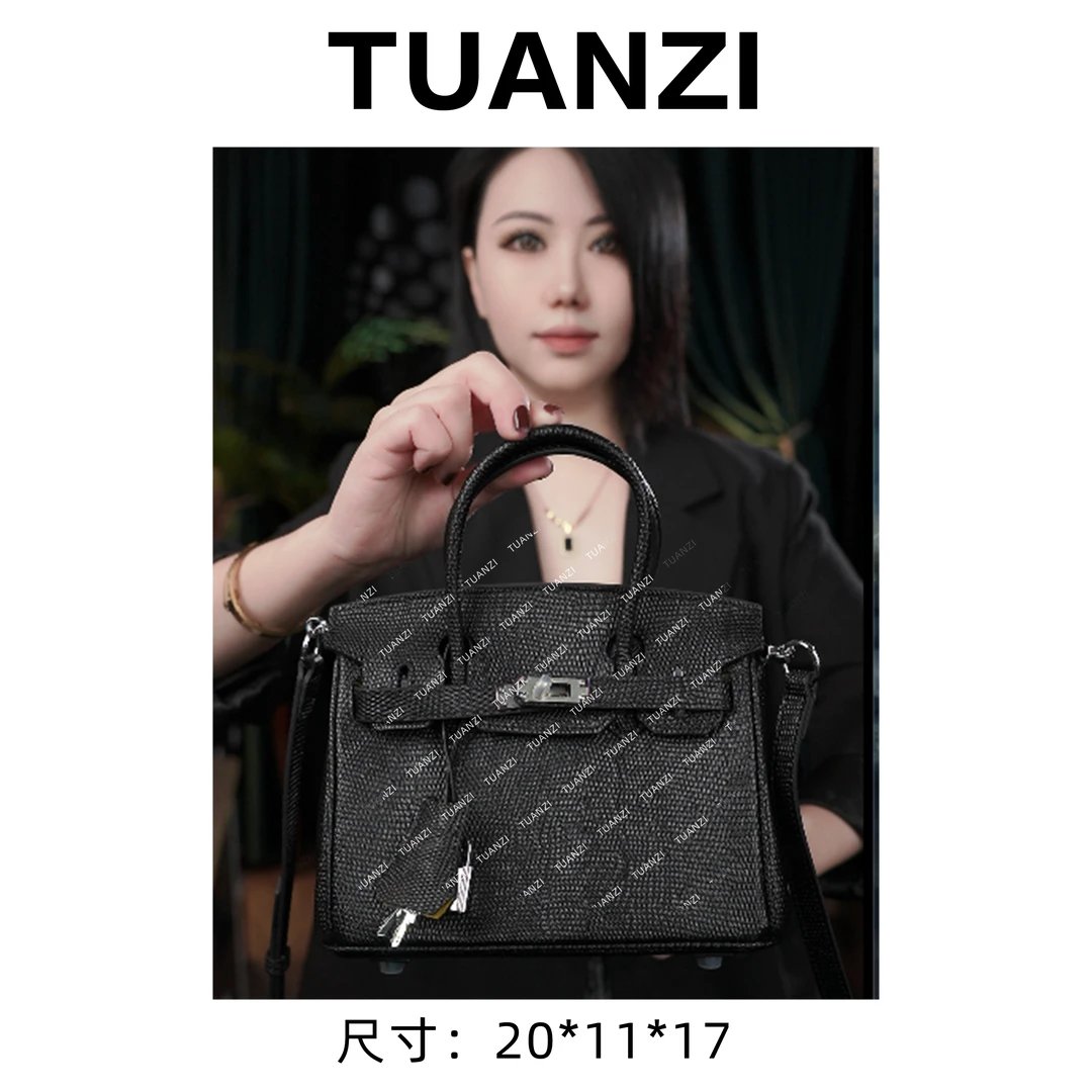【高端玩家】经典铂20头层蜥蜴纹牛皮女包 XKY-2843-黑色