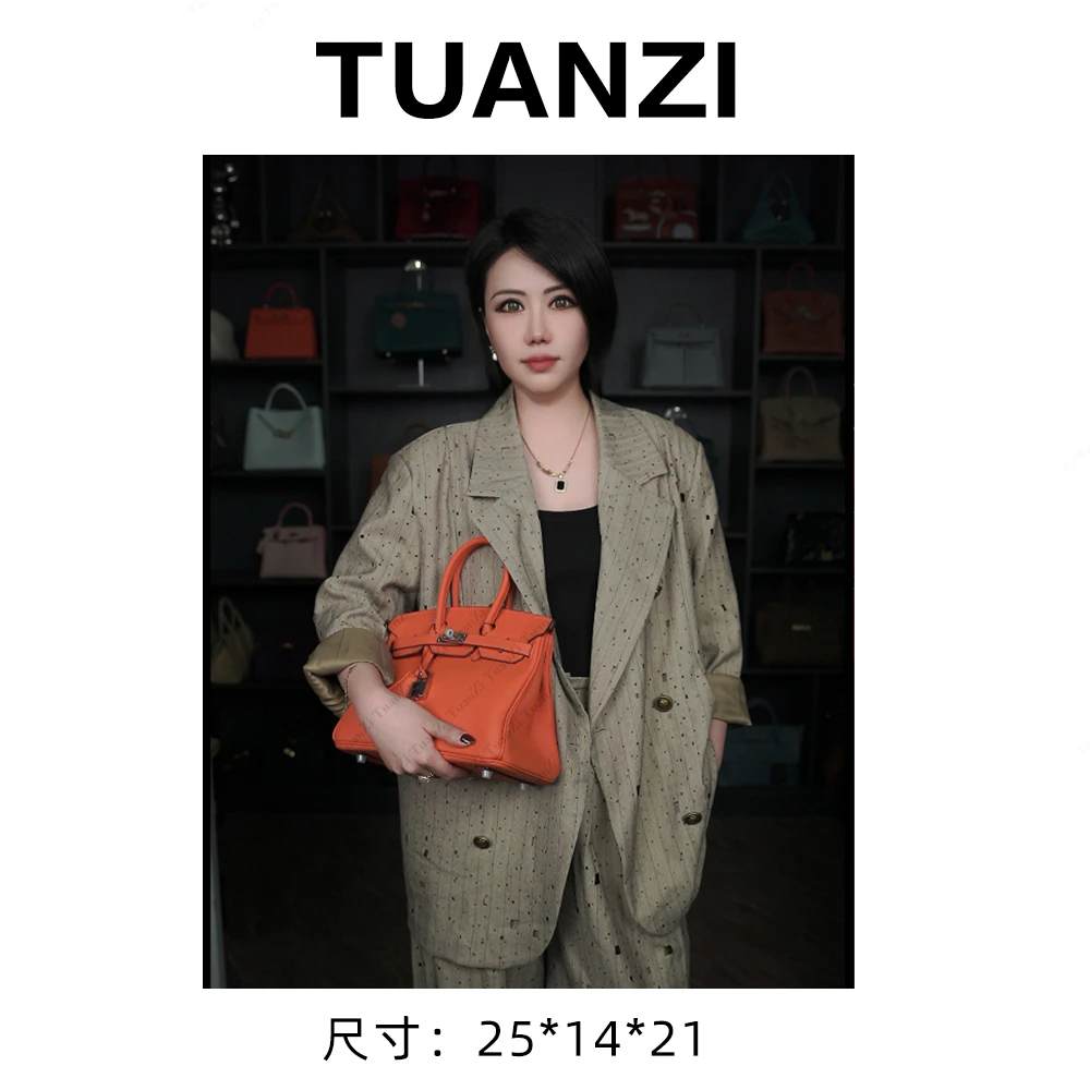 【高端玩家】中古铂25经典款银扣头层Togo皮女包XKY-10030-橙色